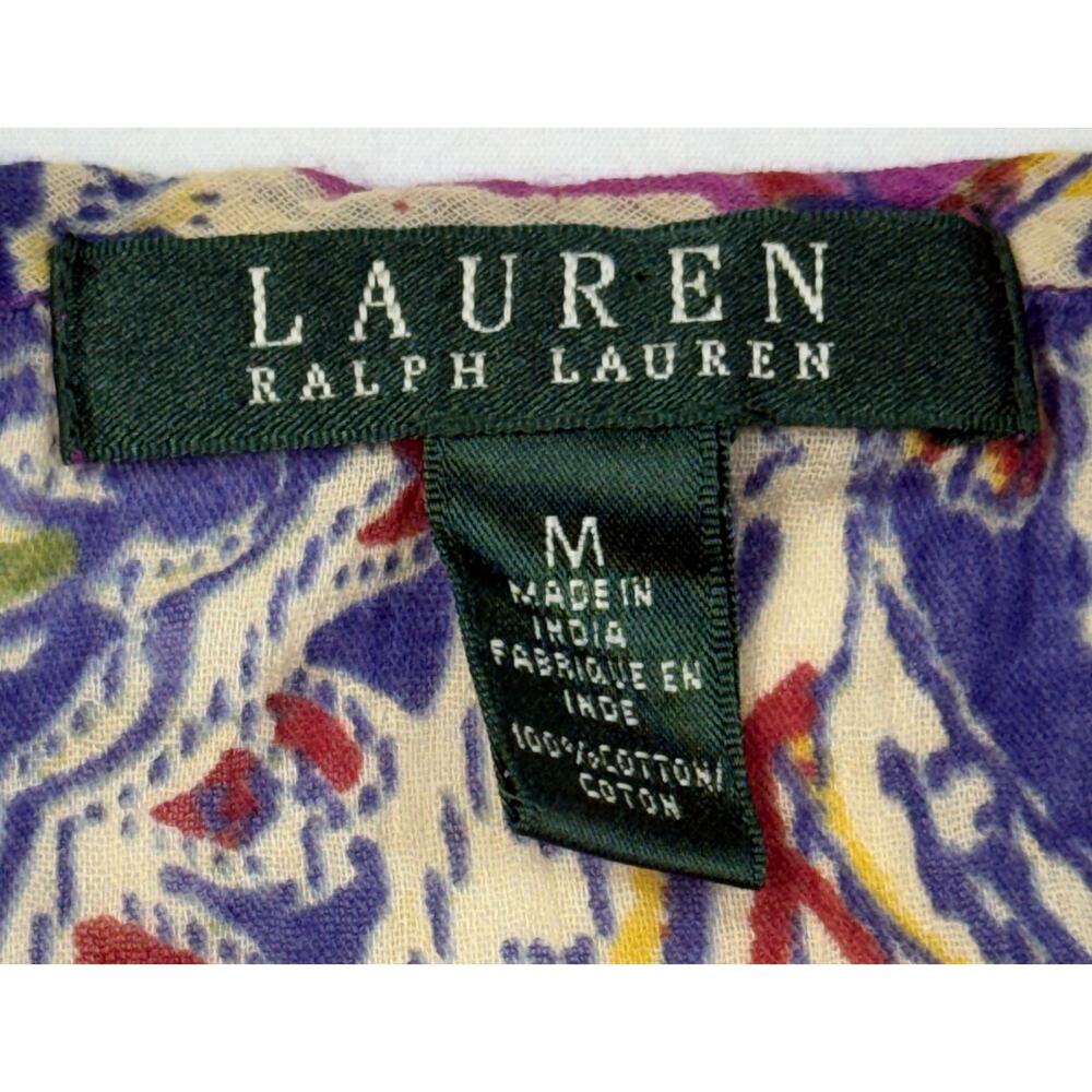 NWT Lauren Ralph Lauren M paisley blouse 100% cotton bell sleeves.  - Picture 3 of 12